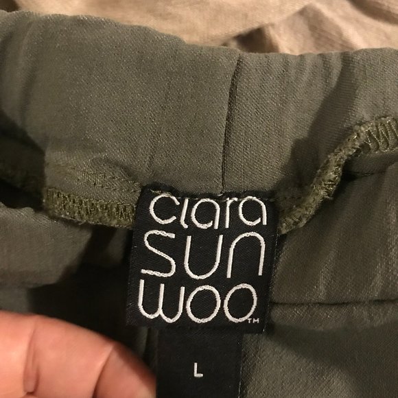 Clara Sun Woo olive green pull on pant size large - Picture 3 of 3